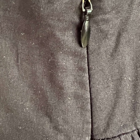 Lightweight, Black, Gathered-Waist, Double-Layer Cotton Skirt - Picture 4 of 7